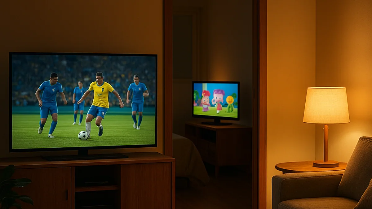 IPTV em duas telas ao mesmo tempo: jogo na sala e desenho no quarto