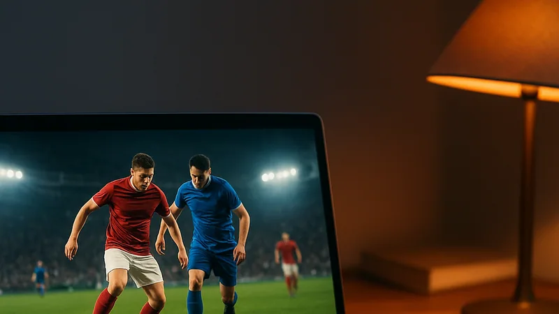 IPTV no PC: notebook exibindo jogo em tela cheia