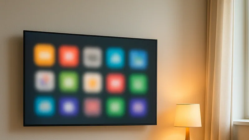IPTV na Smart TV Samsung: menu de aplicativos aberto na sala